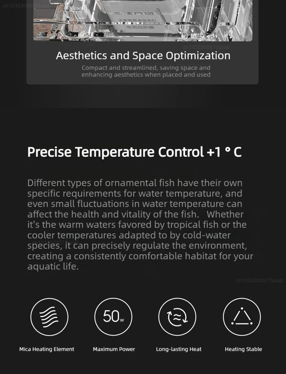 Xiaomi Mijia 50W Smart Fish Tank Heater Constant Temperature Rod - 10