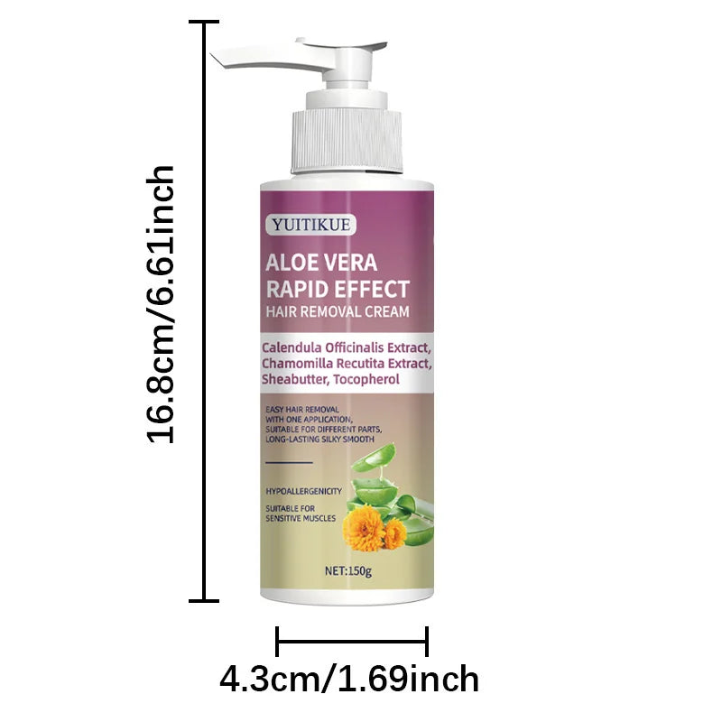 YUITIKUE Hair Removal Cream Fast Gentle Facial Body Depilatory 150g - 8