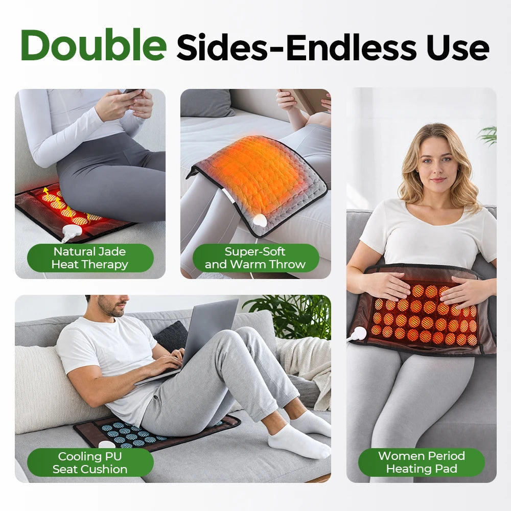 Natural Jade Stone Heating Pad for Back and Muscle Pain Relief