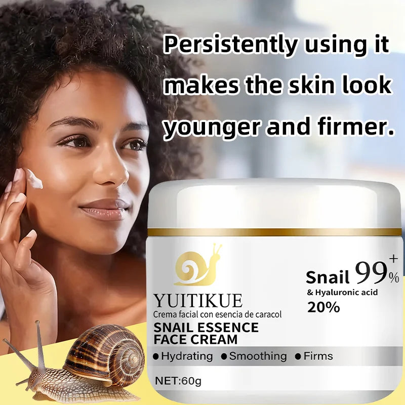 YUITIKUE Snail Mucin Face Cream Hyaluronic Acid Anti Aging Moisturizer - 5