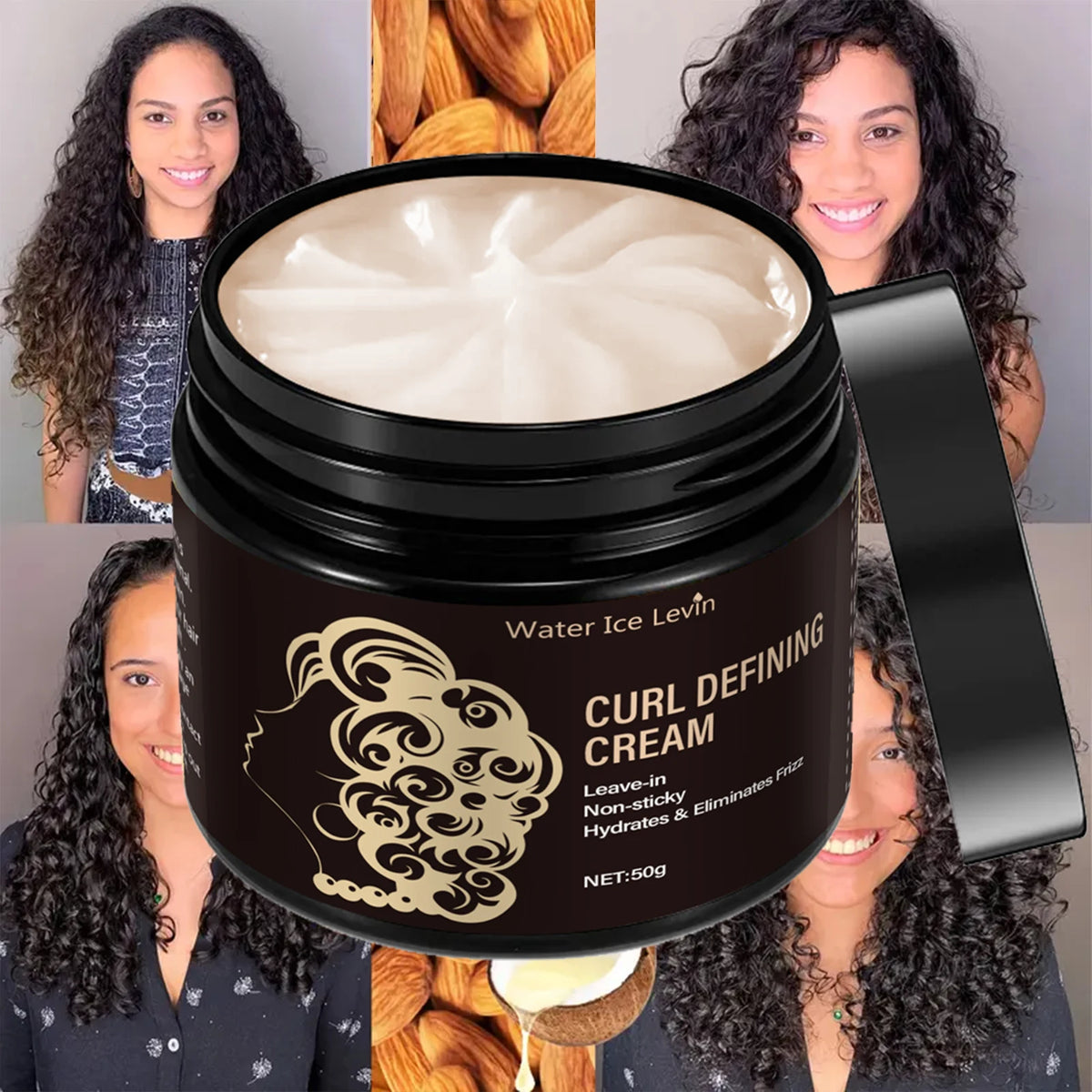 Coconut Oil Curl Defining Cream 50g Leave In Hair Moisturizer Frizz Control