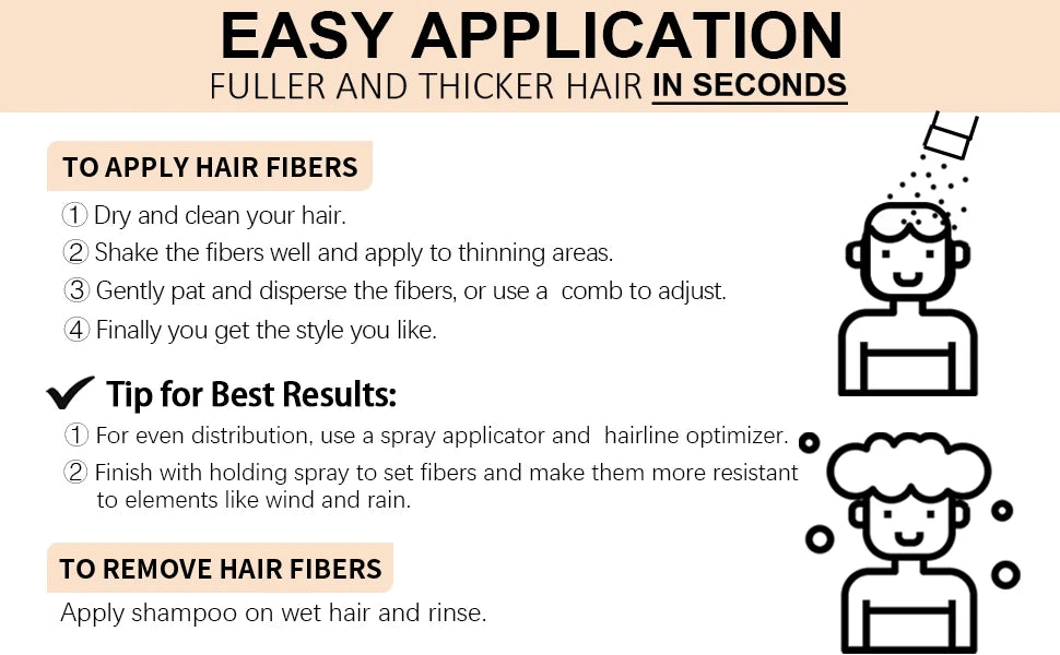 15g Hair Building Fiber Powder Set with Applicator and Hairline Tool