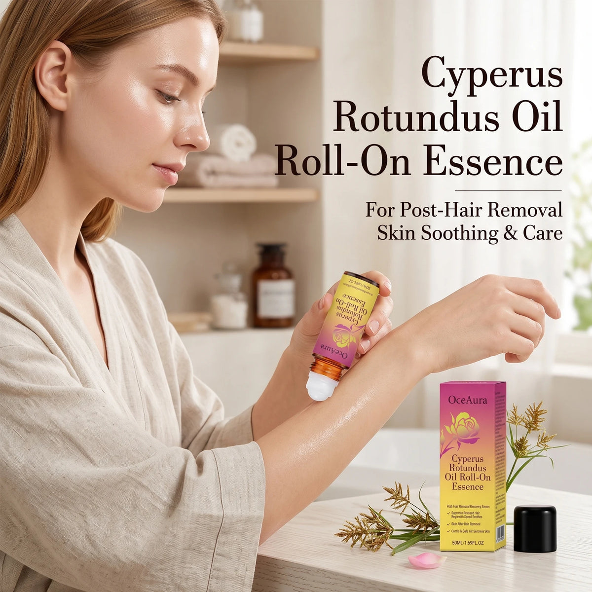Cyperus Rotundus Roll-On Essence for Post-Hair Removal Skin Soothing