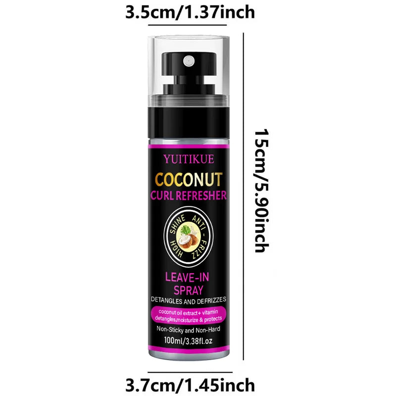 YUITIKUE Coconut Curl Refresher Spray Anti Frizz Detangling Hair Mist - 16