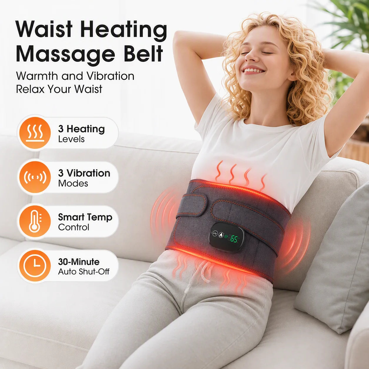 Cordless Heated Waist Massage Belt with Vibration - 7