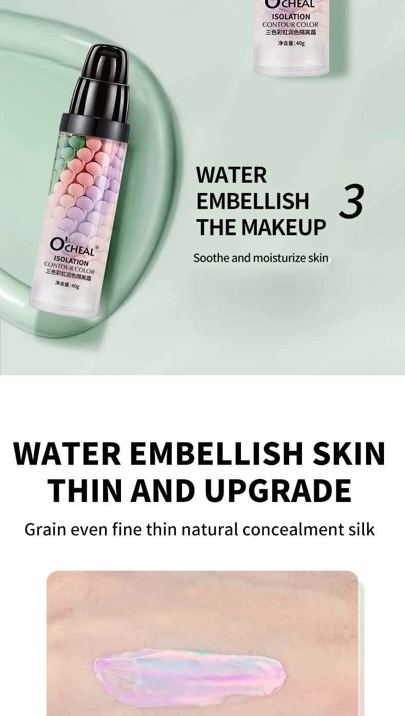 OCHEAL Tri Color Makeup Primer Moisturizing Face Isolation Cream