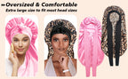 2 Pack Silk Sleep Bonnet Adjustable Hair Protection Cap for Frizz Control