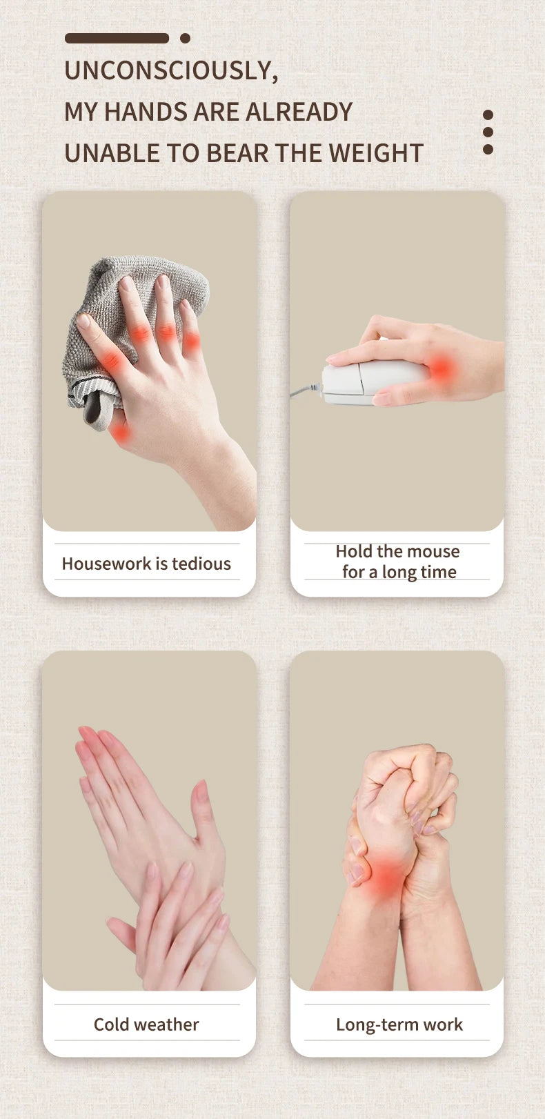 Cordless Hand and Finger Massager with Heat and Compression