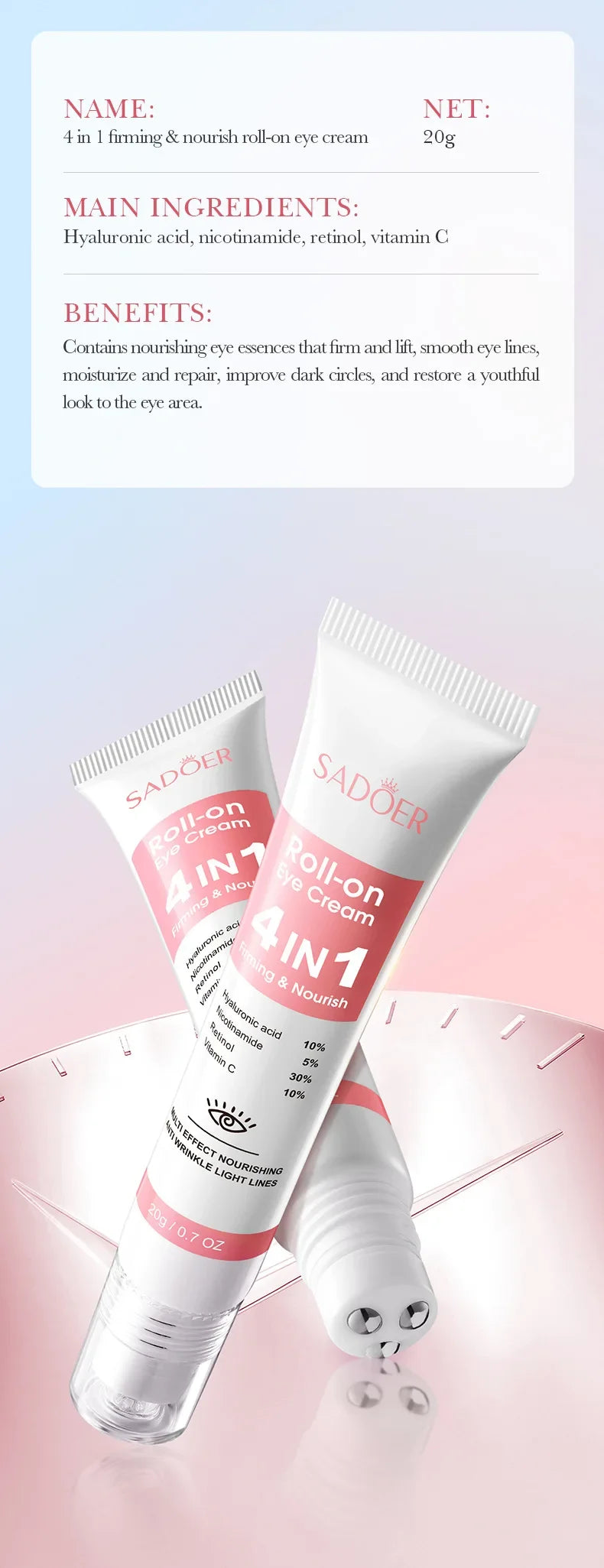 Retinol Anti-Aging Eye Cream for Dark Circles and Puffiness
