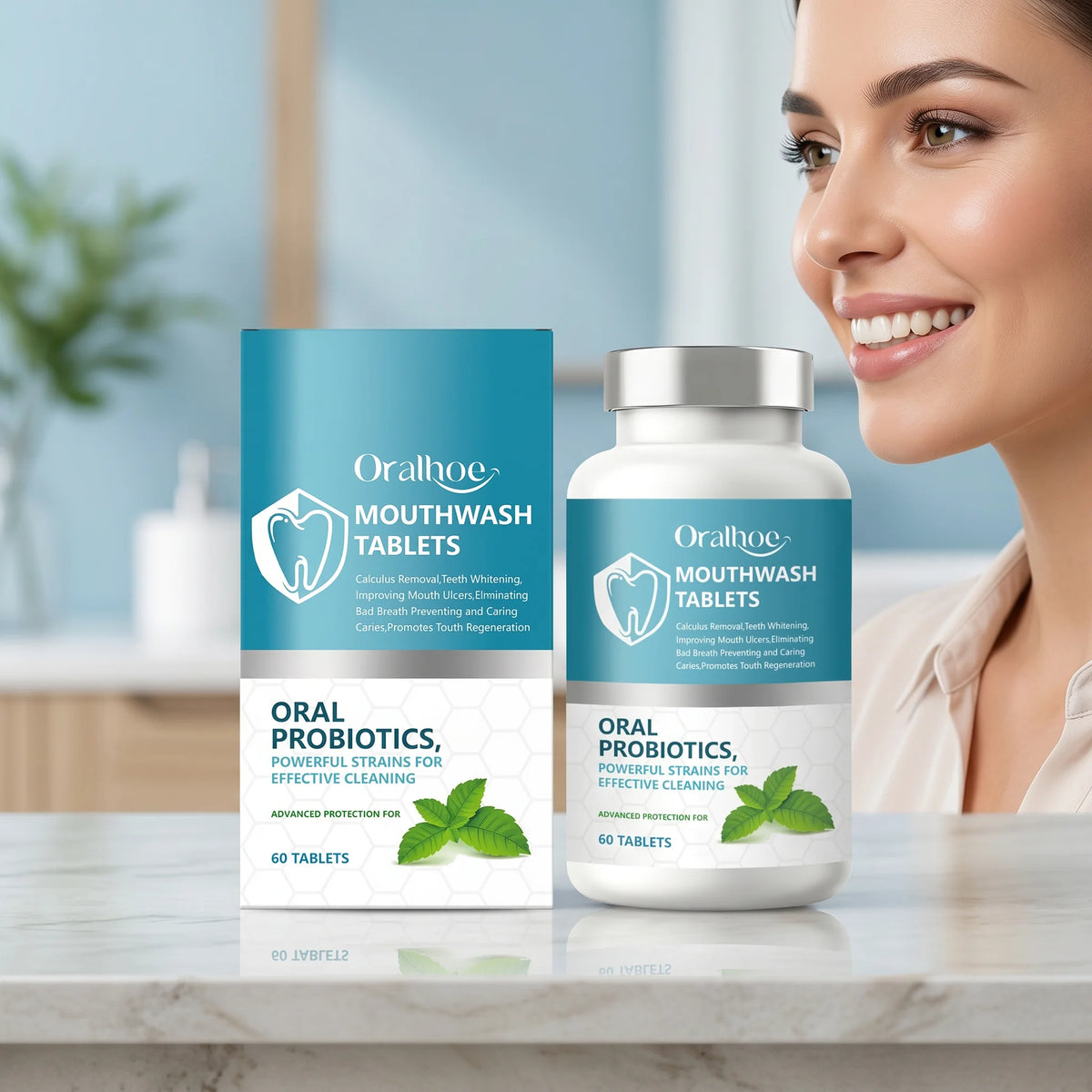 Probiotic Teeth Whitening Mouthwash Tablets for Fresh Breath