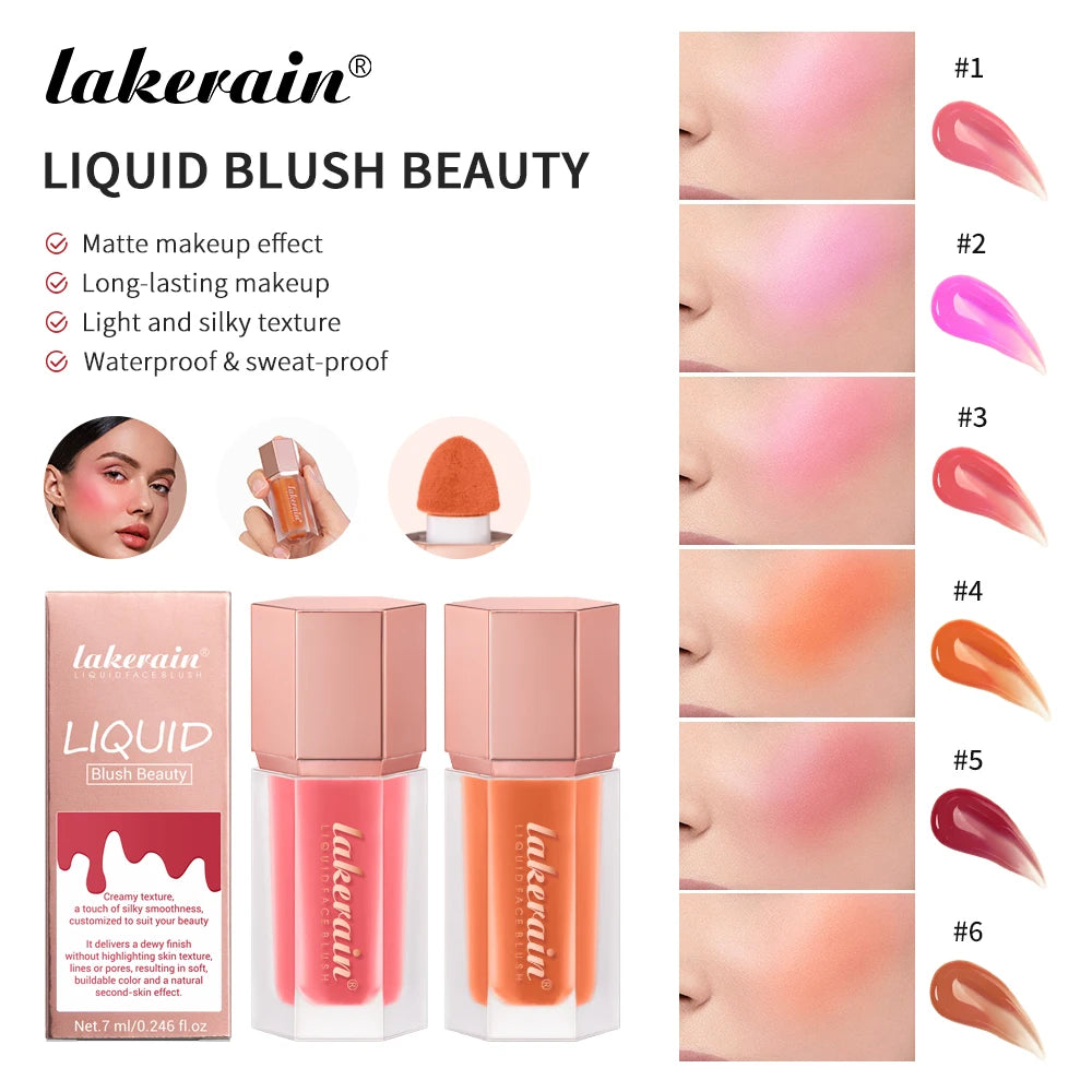 Waterproof Matte Liquid Blush with Built-in Applicator