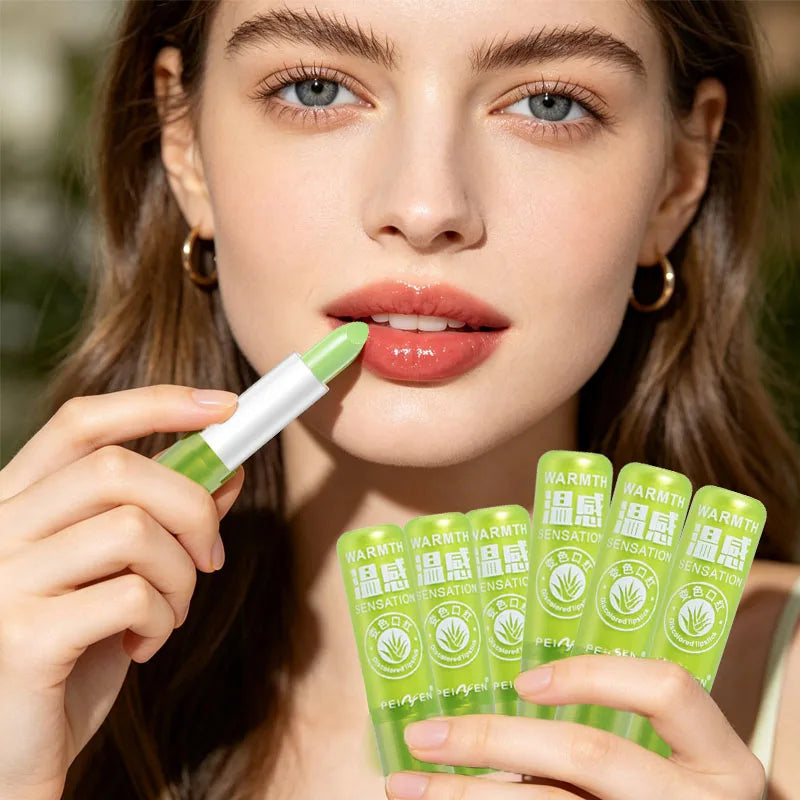 6pcs Aloe Vera Lipstick Color Changing Moisturizing Lip Balm Set