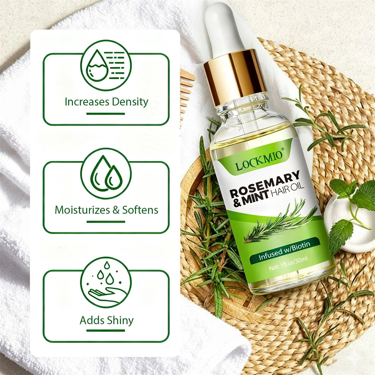 Rosemary Mint Hair Thermal Protection Spray and Nourishing Oil Set - 6