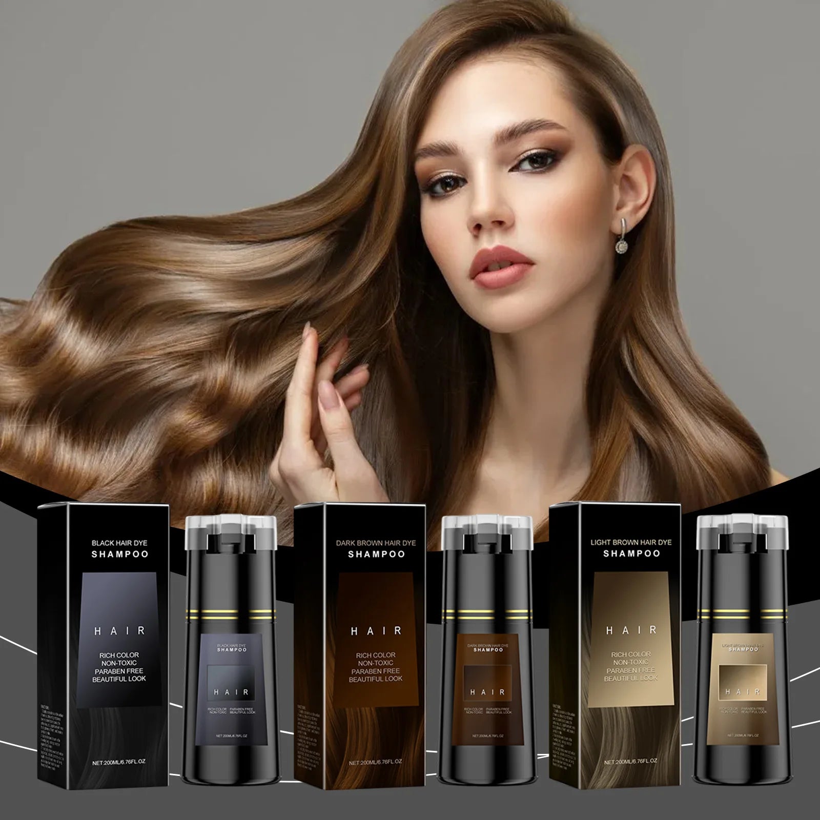 Permanent Hair Dye Shampoo for Gray Hair Coverage 200ml