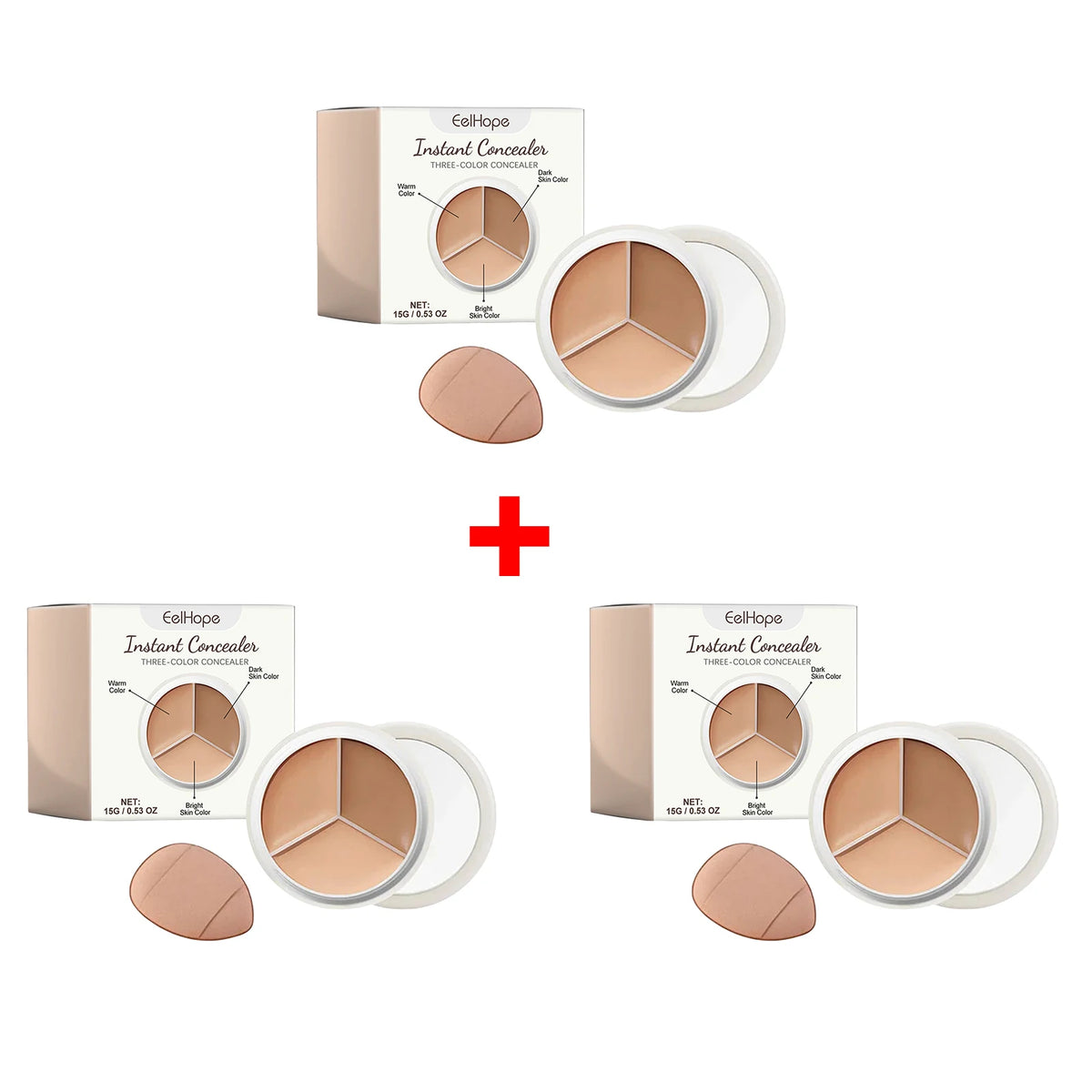 3-Color Cream Concealer Palette for Flawless Coverage