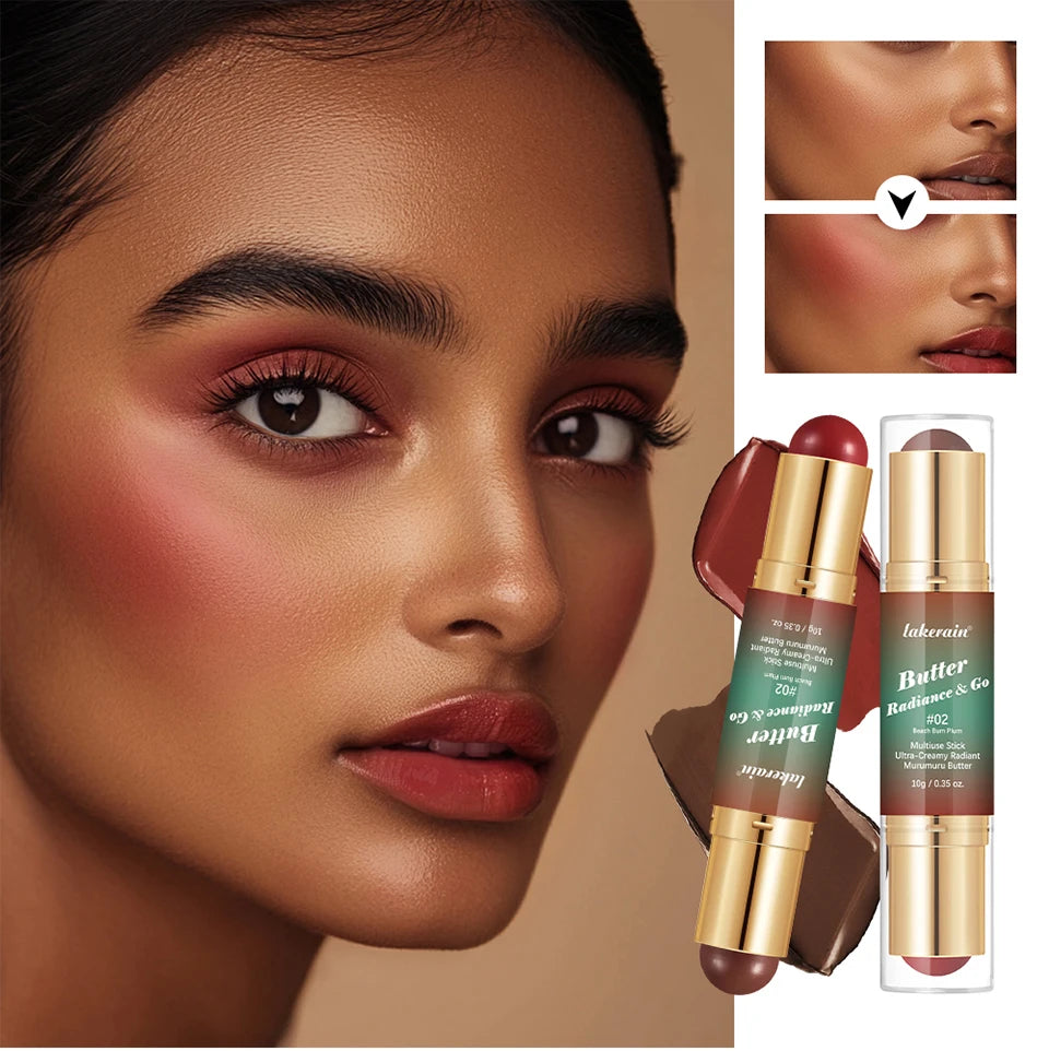 Dual-Ended Cream Bronzer and Blush Stick for Face and Lips - 9