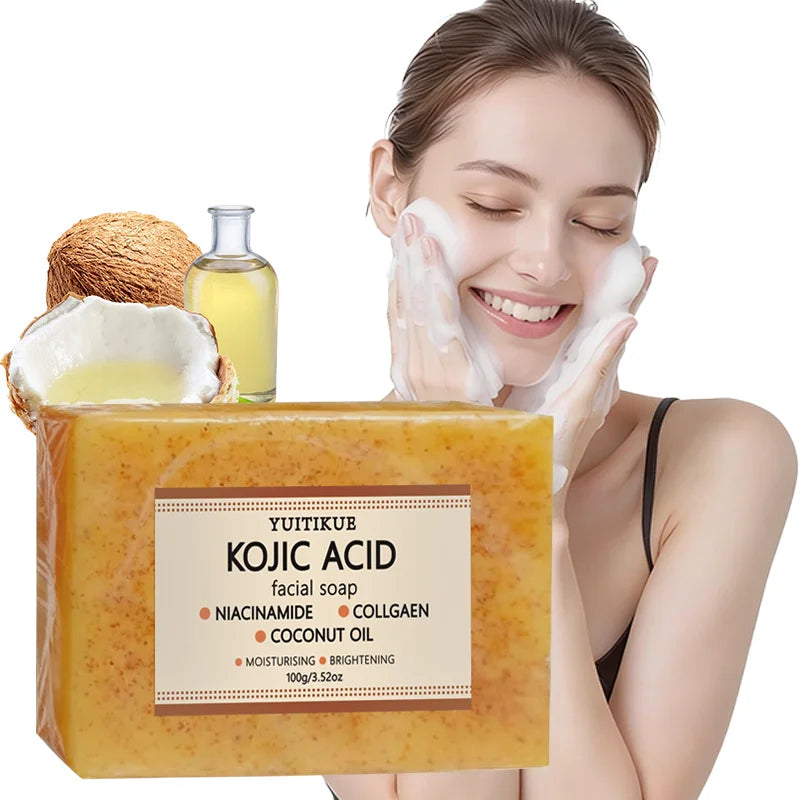 YUITIKUE Kojic Acid Facial Soap Brightening Cleansing Bar with Collagen - 3