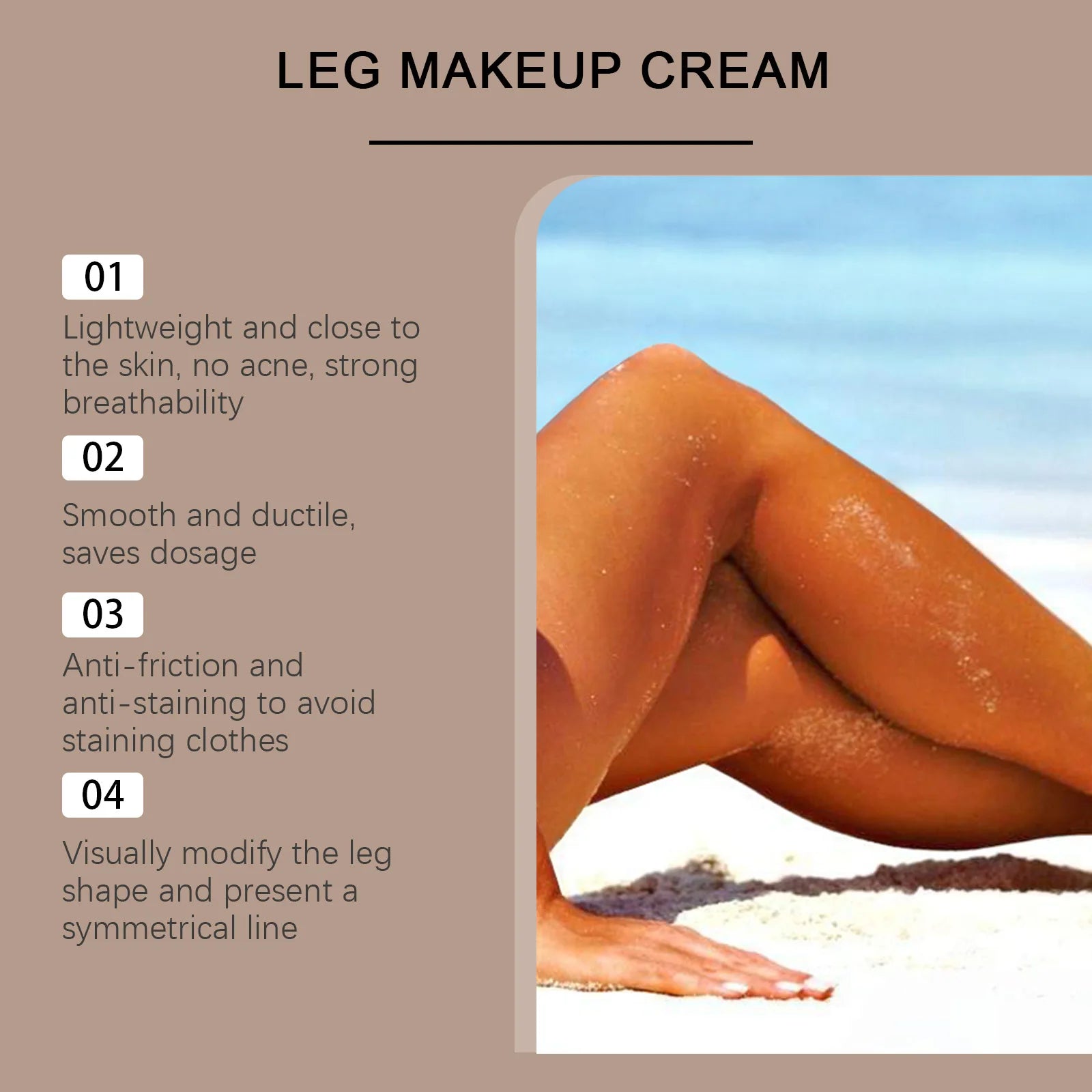 Waterproof Leg Foundation and Self Tanning Concealer Cream - 6