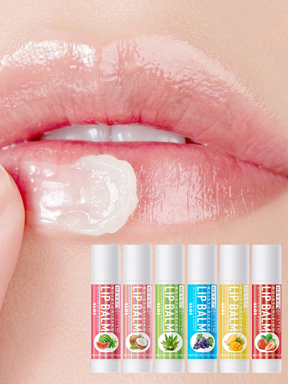 6pcs Fruit Flavor Moisturizing Lip Balm Set Assorted Berry Lip Care