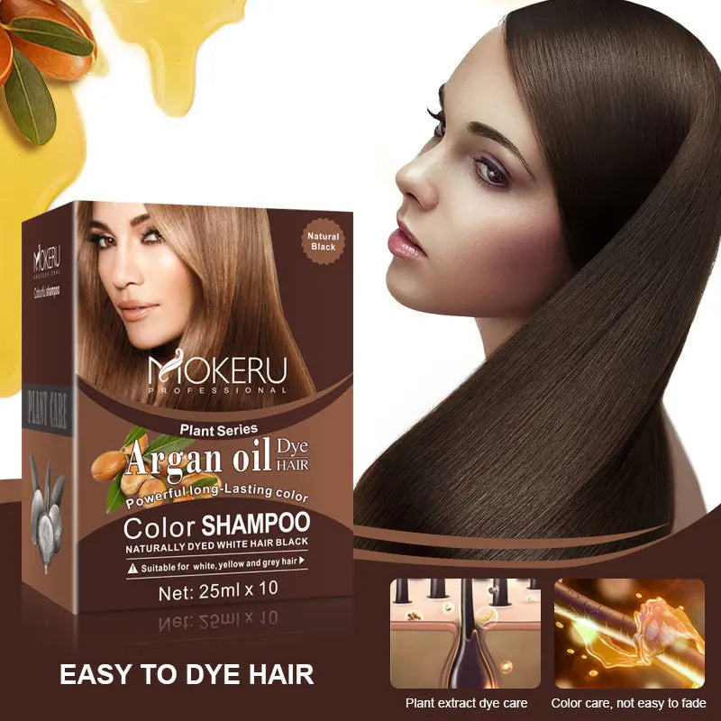 Argan Oil Hair Color Shampoo 4 in 1 Plant Extract Unisex Coloring - 5