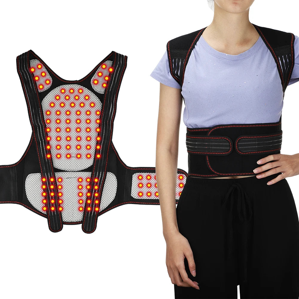 Self-Heating Magnetic Back and Shoulder Support Brace - 1