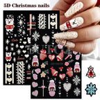 5D Embossed Christmas Nail Art Stickers for Holiday Manicures