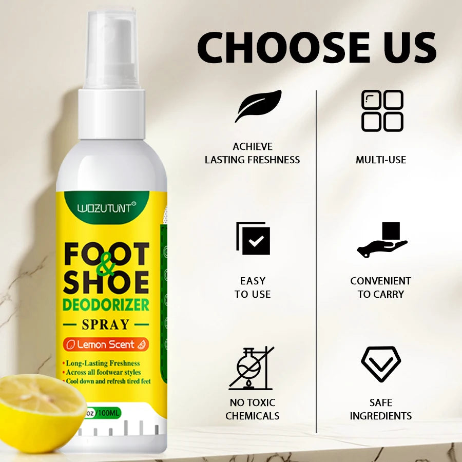 Foot and Shoe Deodorizer Spray 100ml Lemon Scent Odor Remover - 8