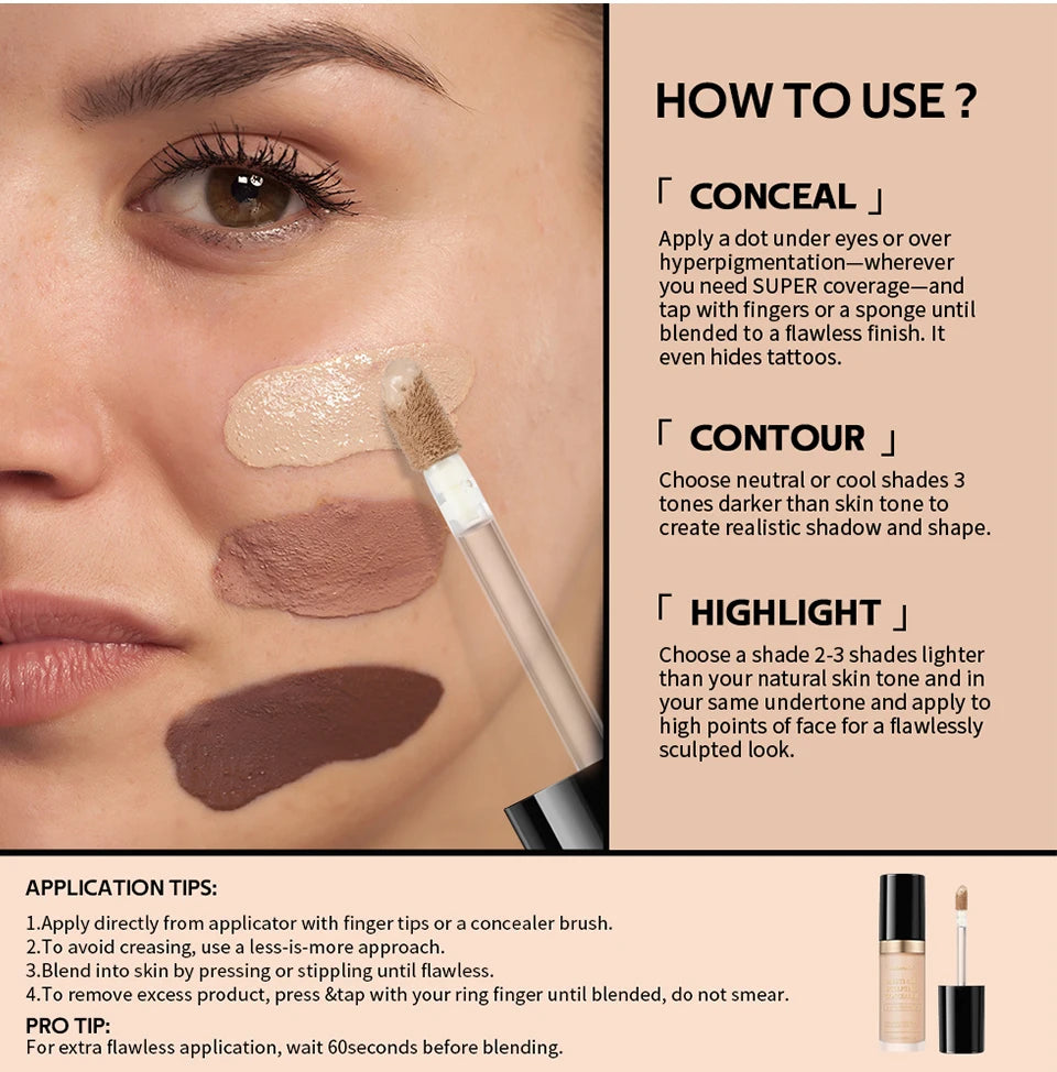 Multi-Use Waterproof Liquid Concealer for Face and Contouring