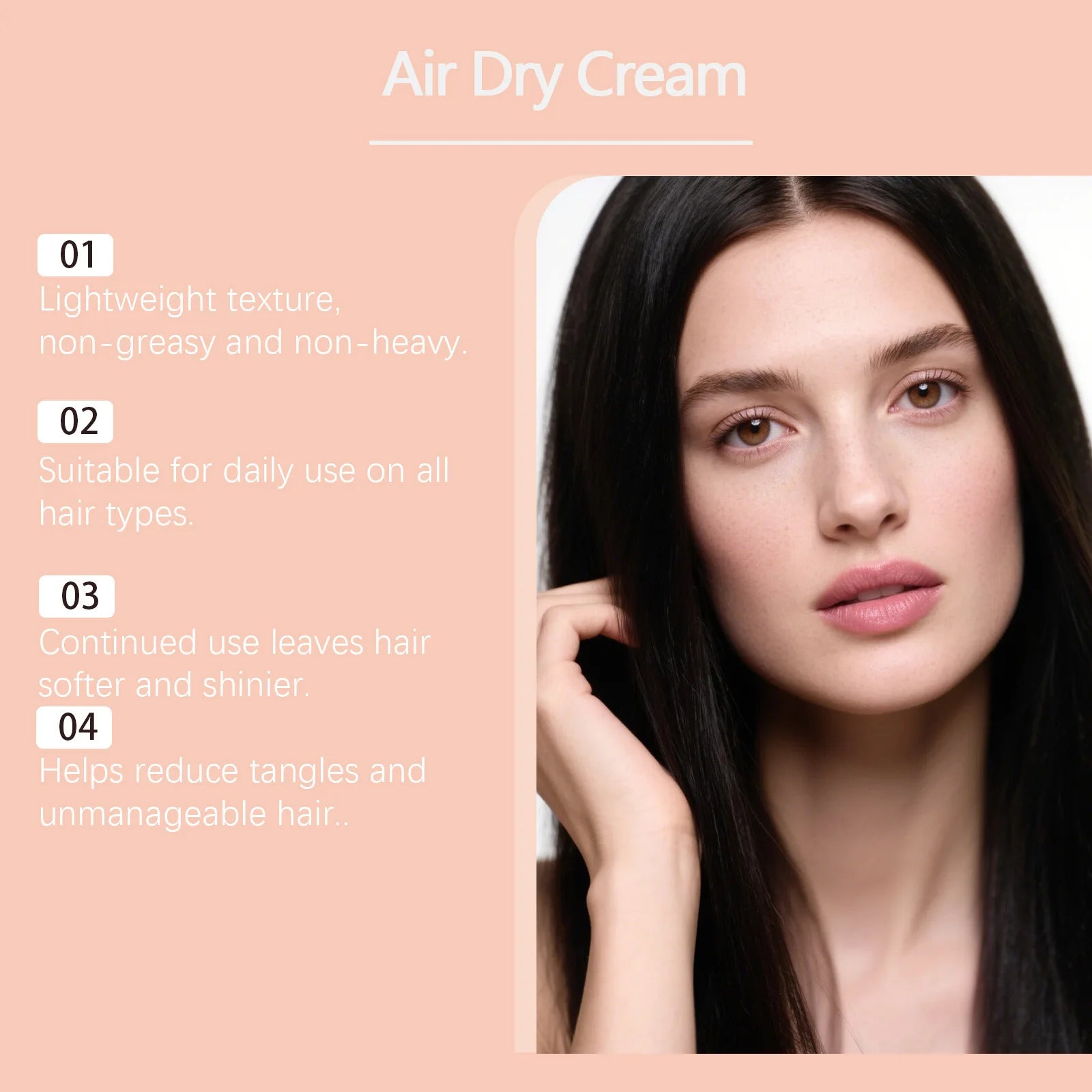 Air Dry Smoothing Hair Cream Anti Frizz Leave In Conditioner 100g - 3