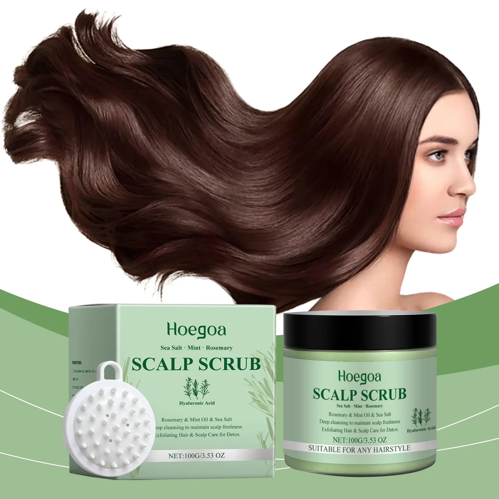 Mint Scalp Exfoliating Scrub and Massage Brush for Deep Cleansing