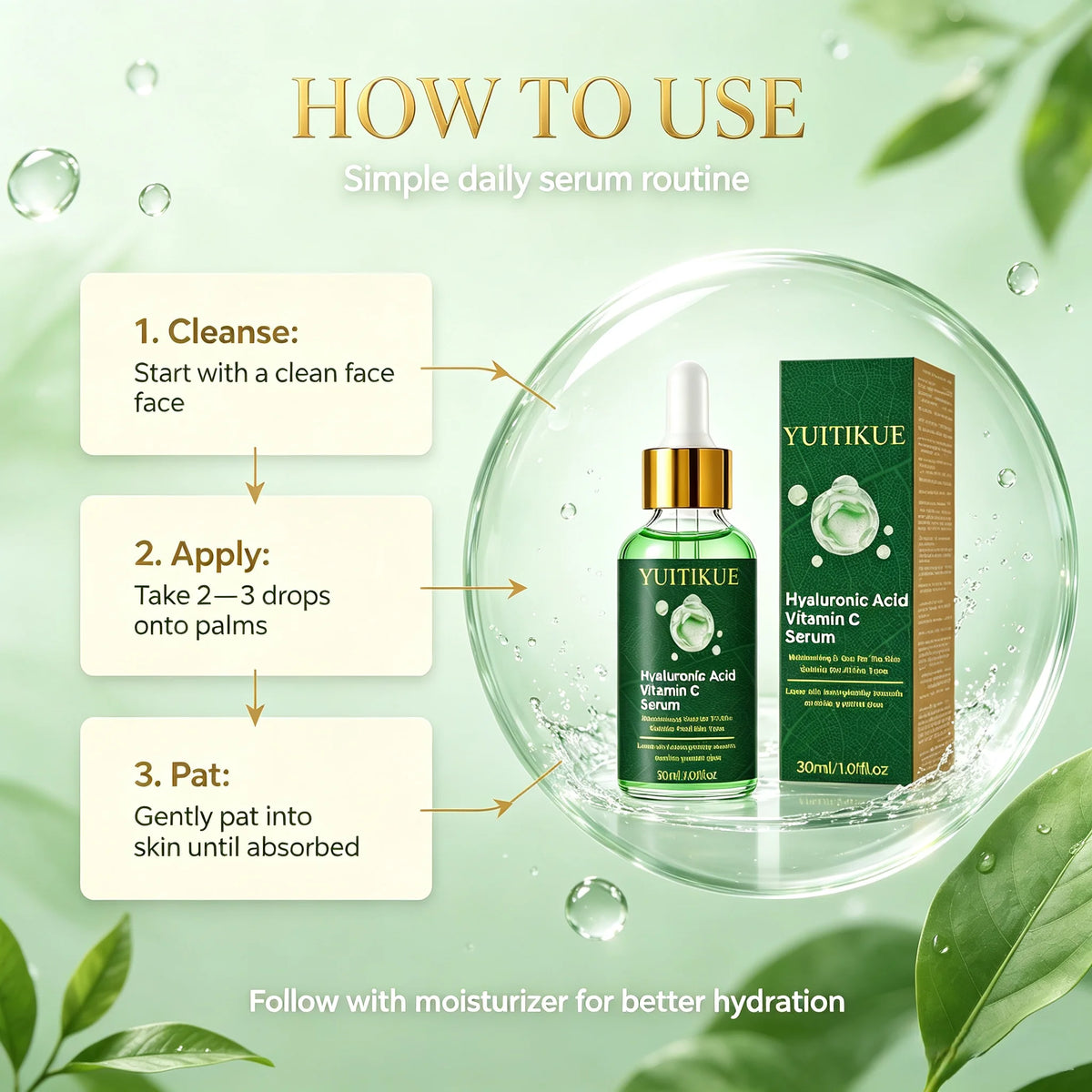 Vitamin C Hyaluronic Acid Facial Serum Brightening Moisturizing Essence
