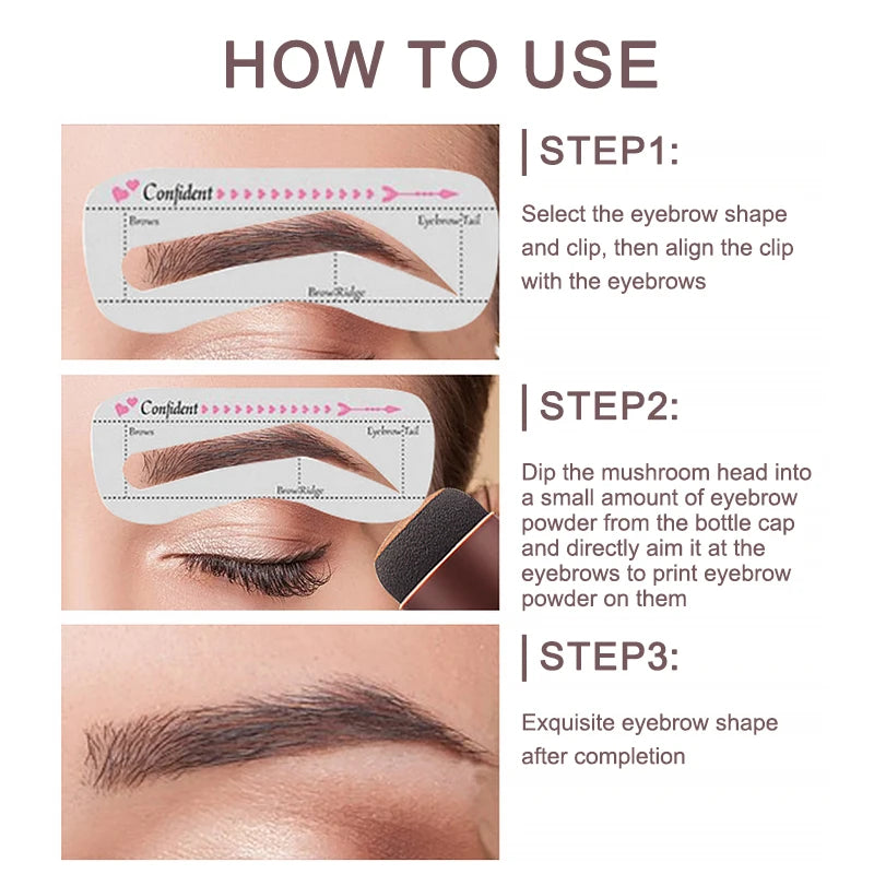 OCHEAL Eyebrow Stamp Kit Waterproof Brow Powder Makeup Stencil Set