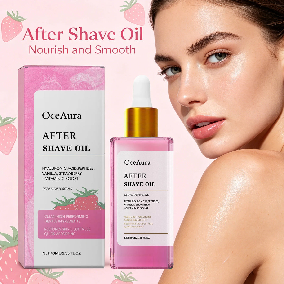 Strawberry Soothing After Shave Oil for Skin Irritation and Redness