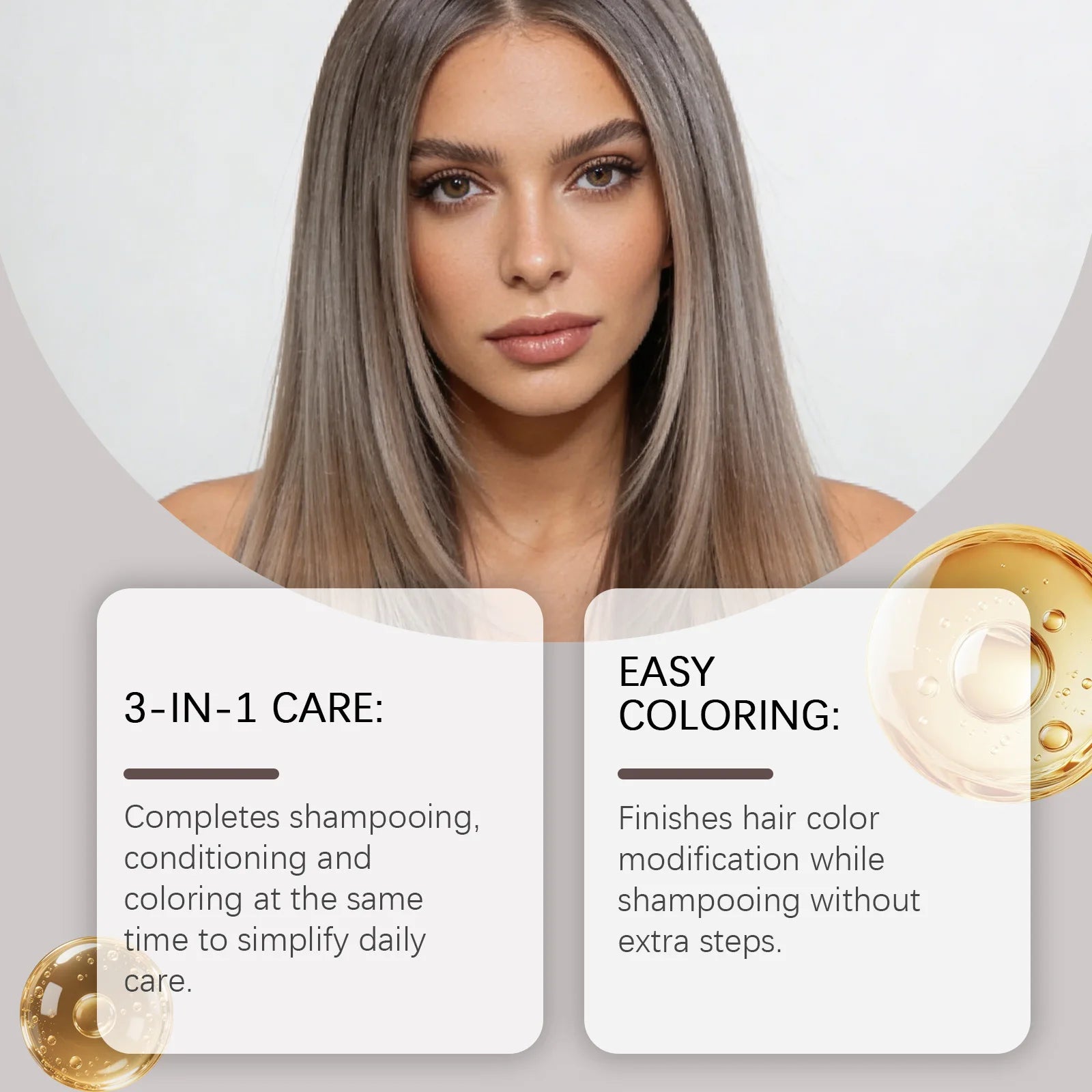 3 in 1 Milk Tea Ash Color Depositing Shampoo and Conditioner