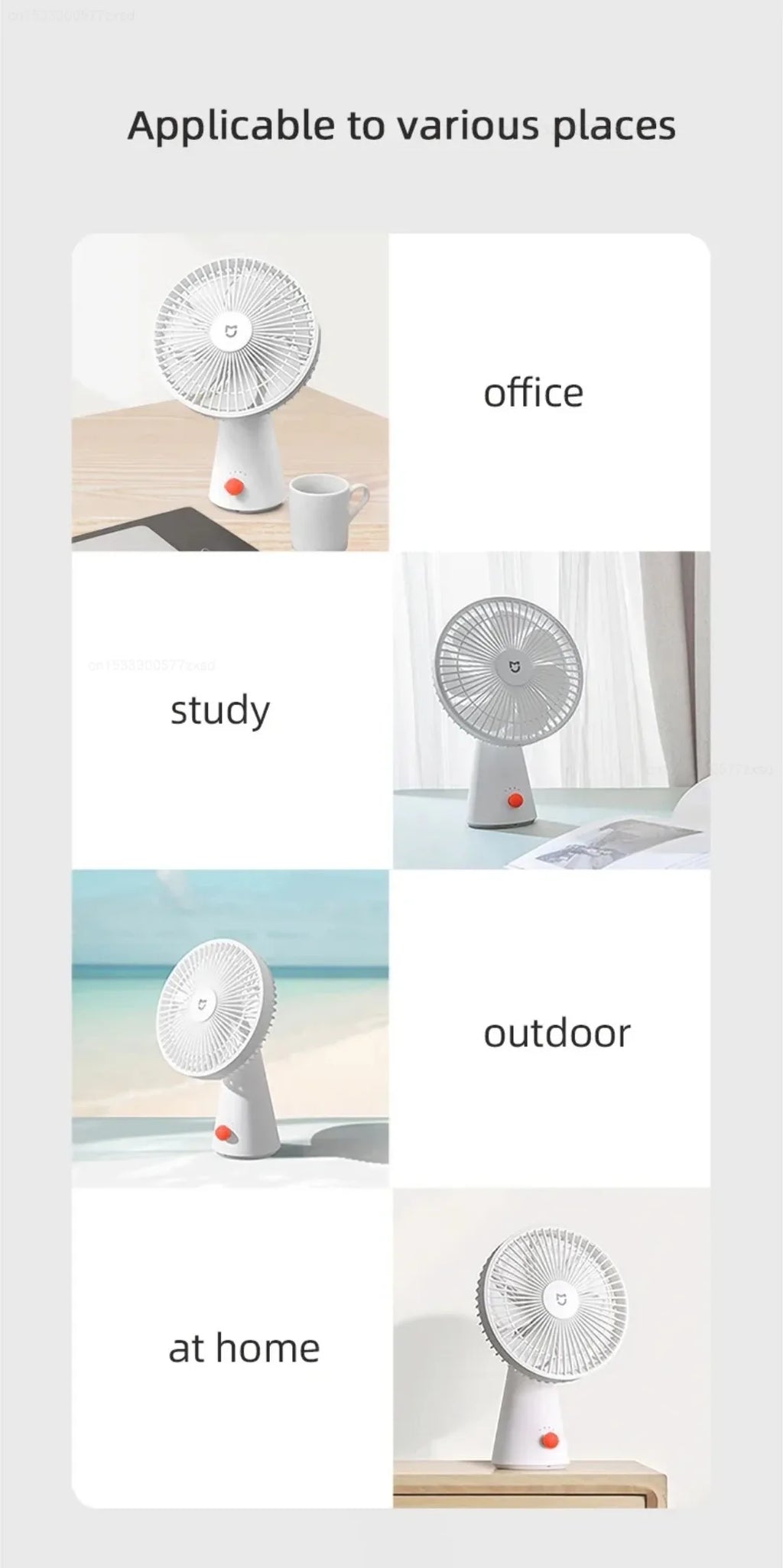 Mijia Portable Desk Fan Rechargeable USB Handheld Cooling Mini Fan