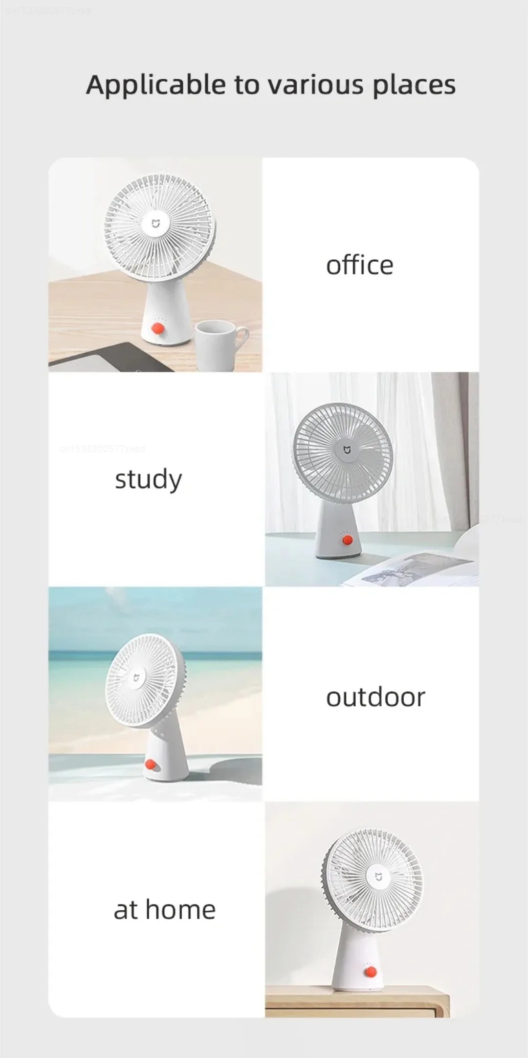 Mijia Portable Desk Fan Rechargeable USB Handheld Cooling Mini Fan