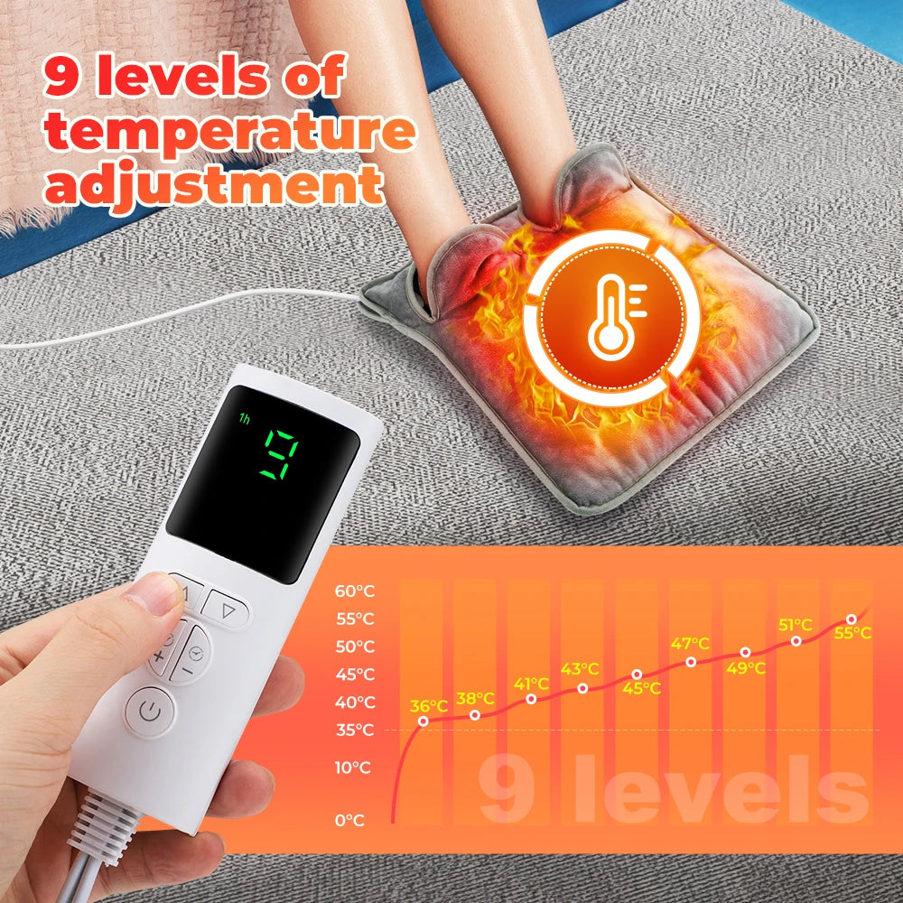 Electric Heated Foot Warmer with Adjustable Temperature and Timer