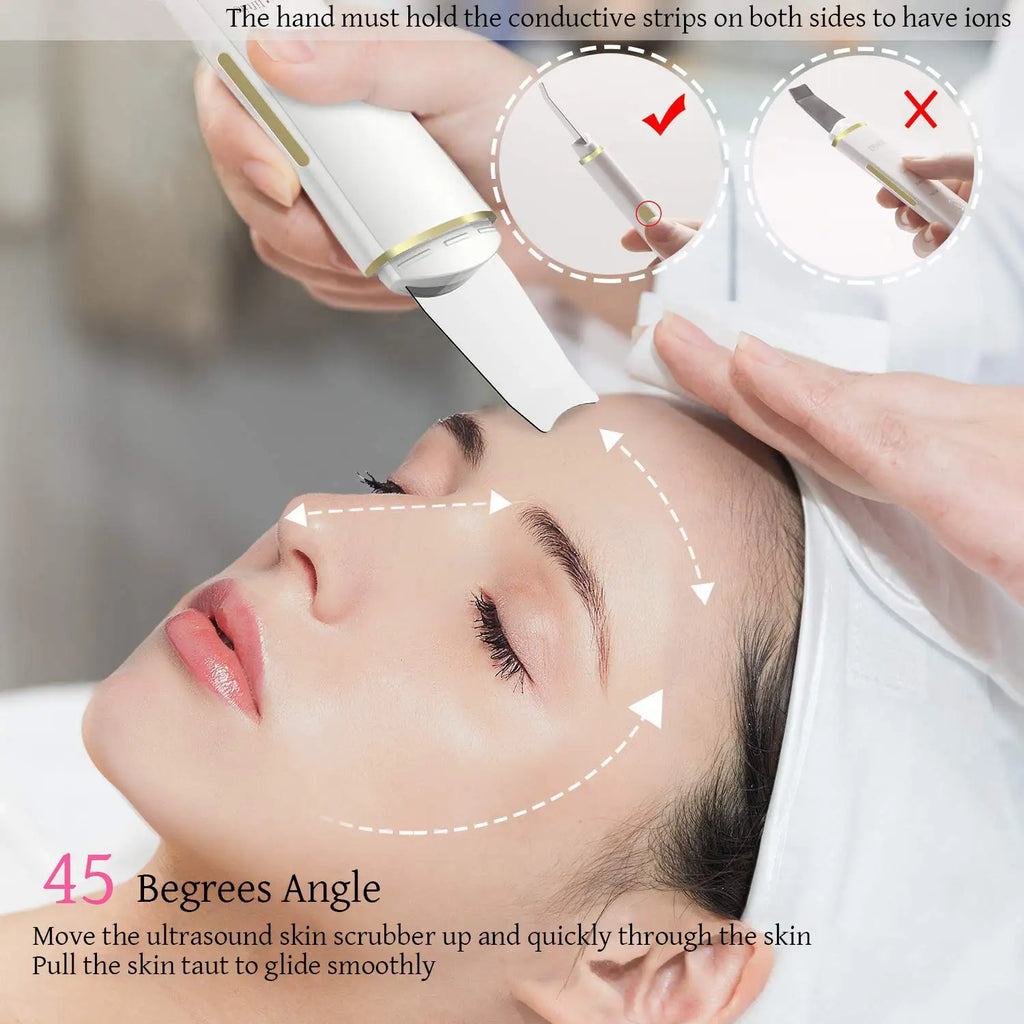 Ultrasonic Skin Scrubber and Facial Pore Cleansing Spatula