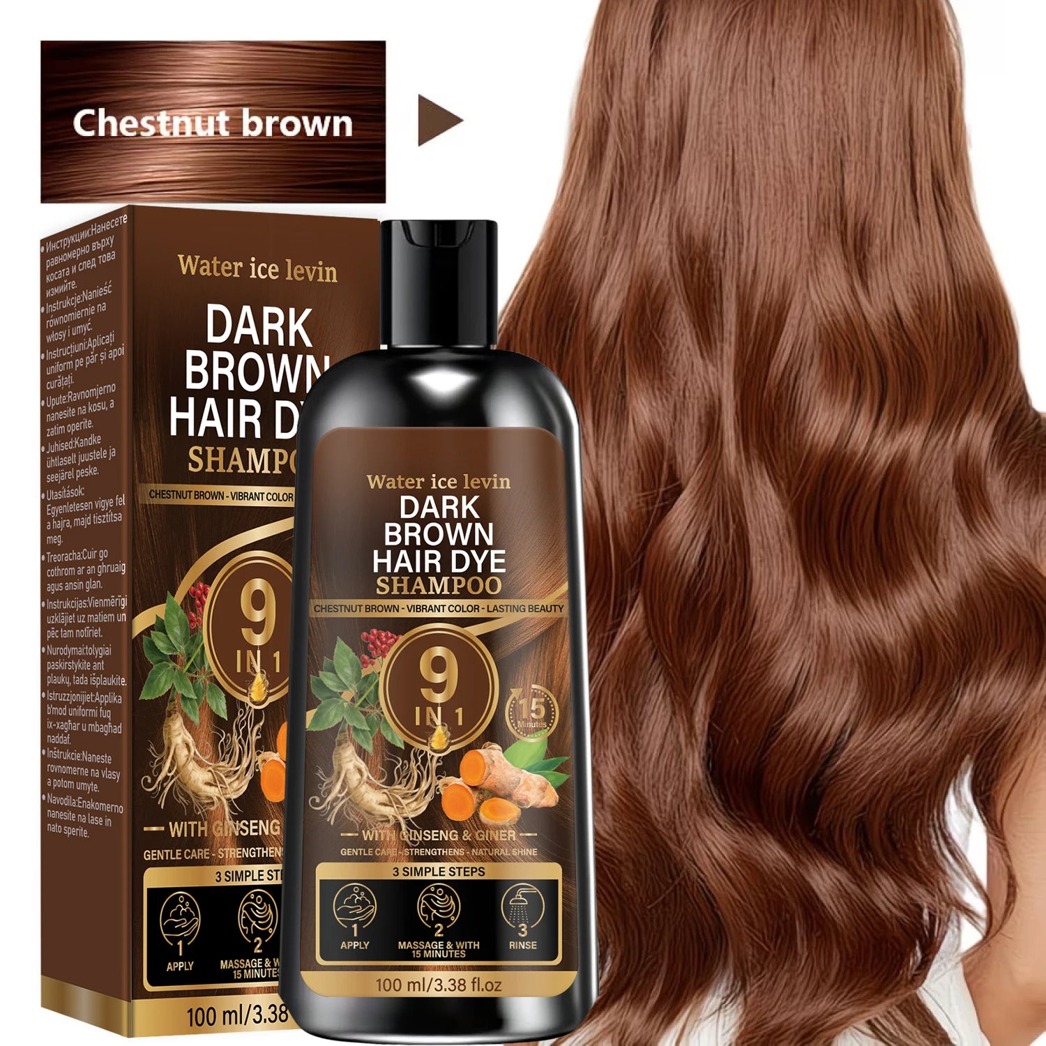 Dark Brown Hair Dye Shampoo with Biotin Keratin and Ginseng 100g - 4