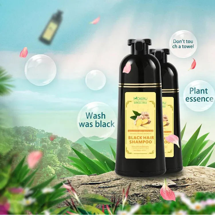 Natural Ginger Herbal Hair Dye Shampoo 500ml for Gray Hair Coverage - 6
