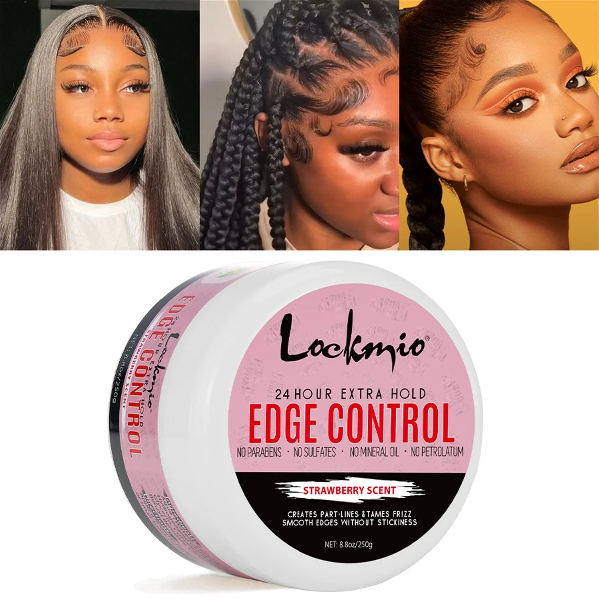Lockmio Edge Control Wax 250g Hair Pomade Gel with Brush and Band