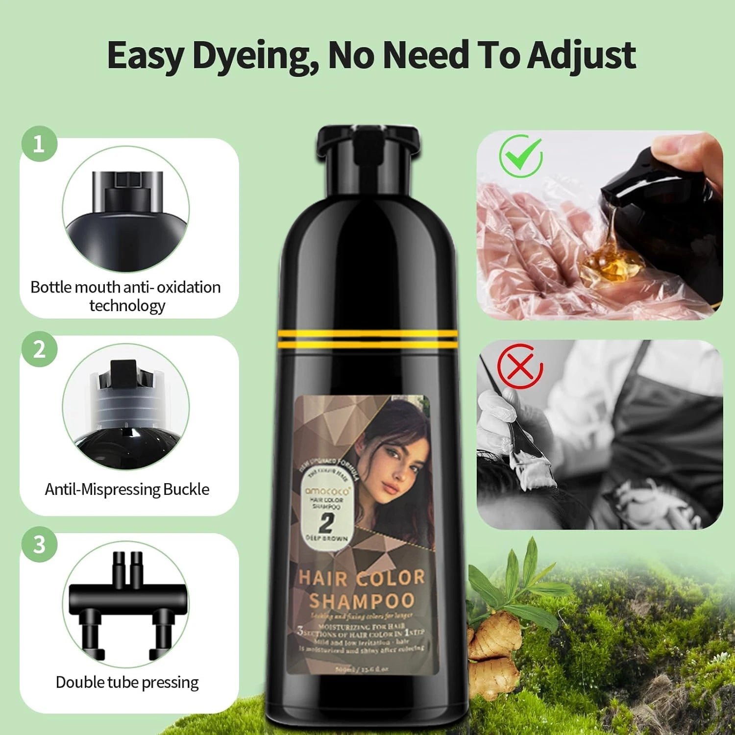 500ml Hair Color Shampoo for Black Brown Coffee and Burgundy Coloring