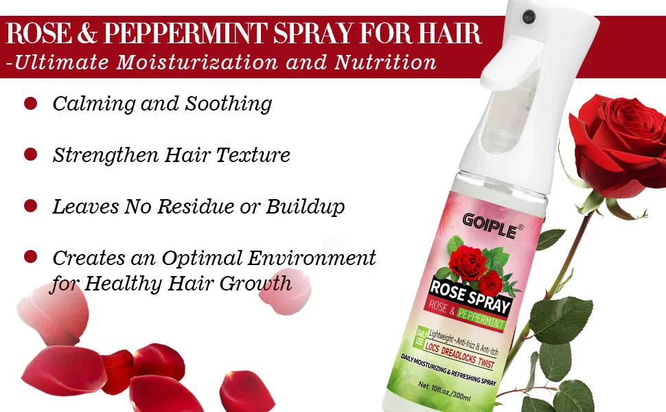 Goiple Rose Peppermint Hair Spray Anti Frizz Scalp Treatment for Locs - 10