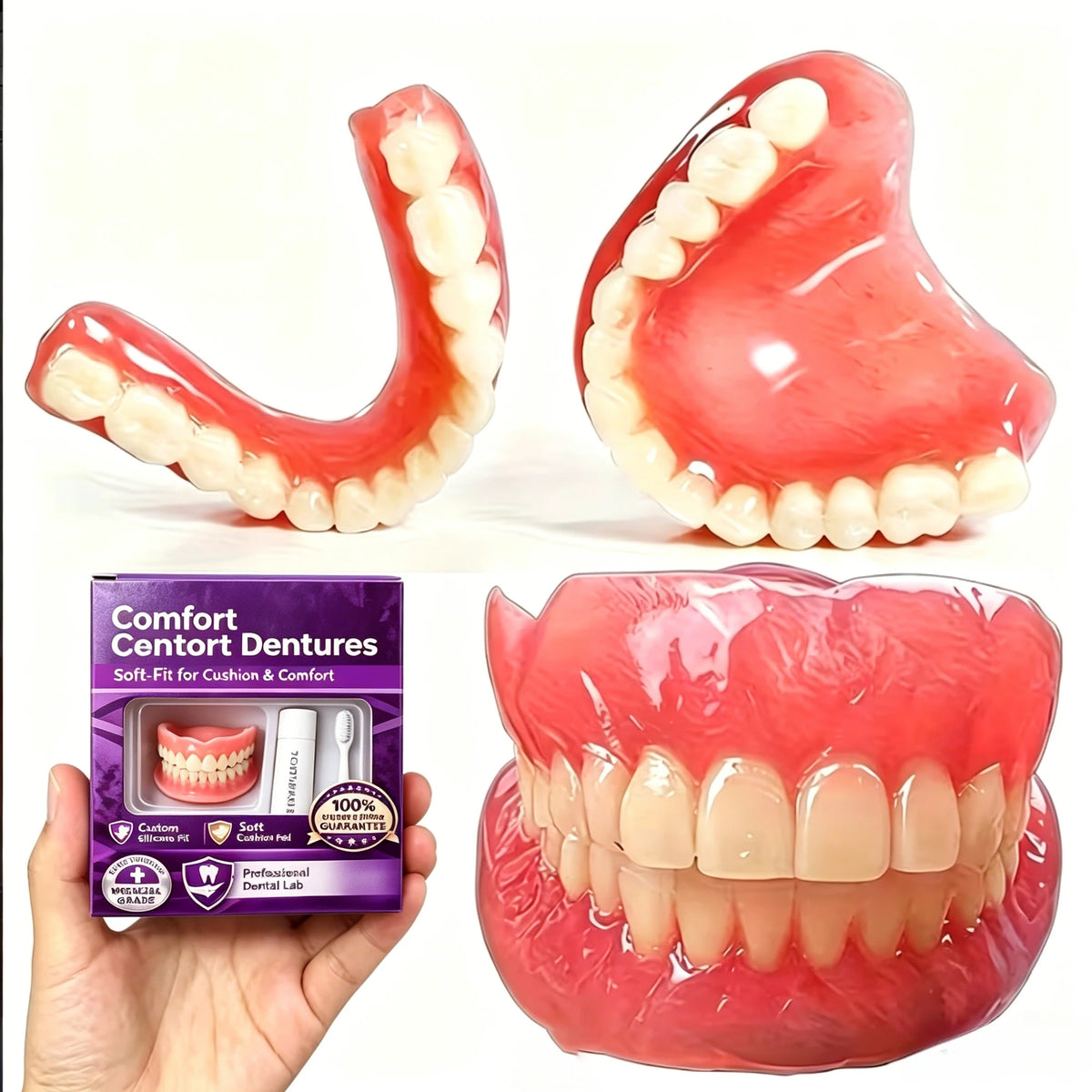 Comfort Fit Silicone Dentures Upper and Lower Set