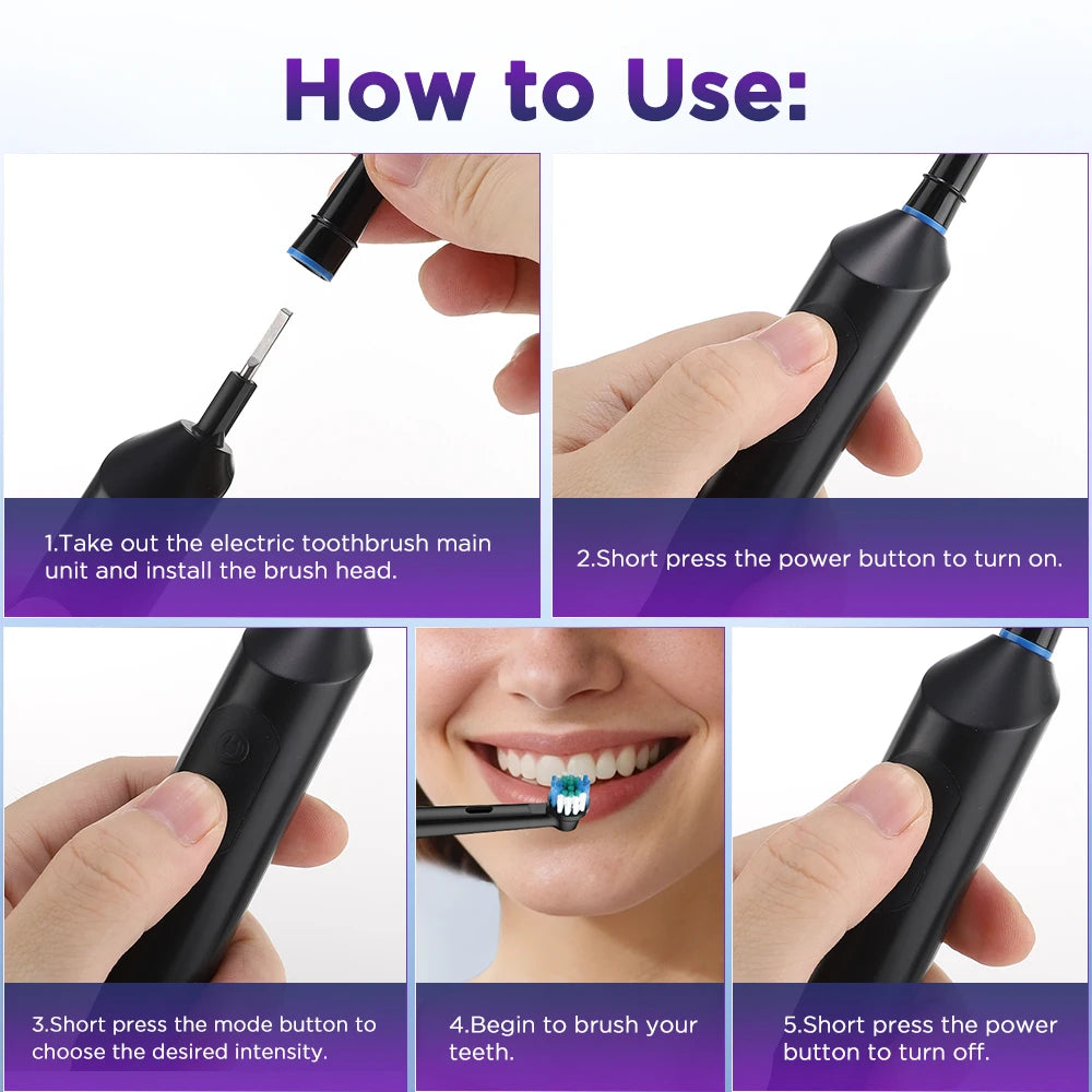 Rechargeable Electric Toothbrush with 5 Cleaning Modes
