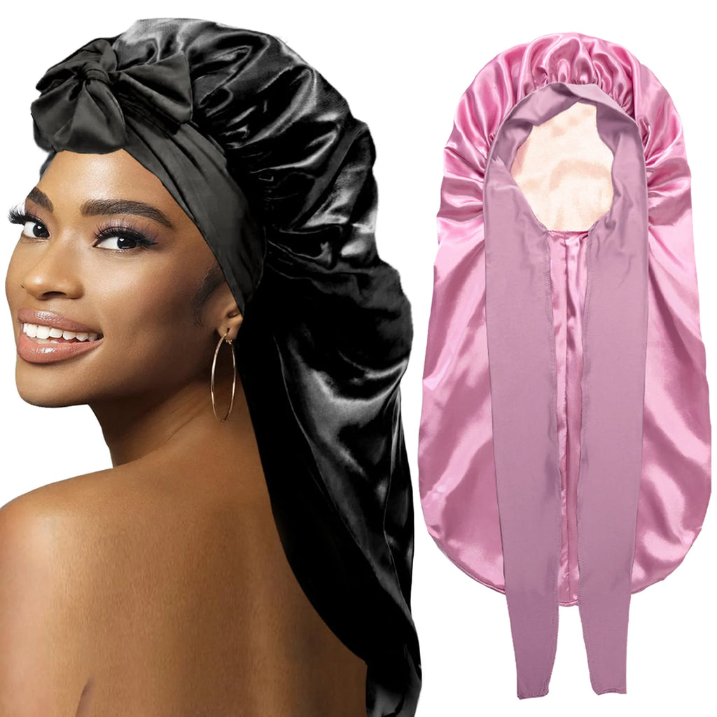 Silky Satin Bonnet Large Nightcap for Curly Hair Sleep Cap