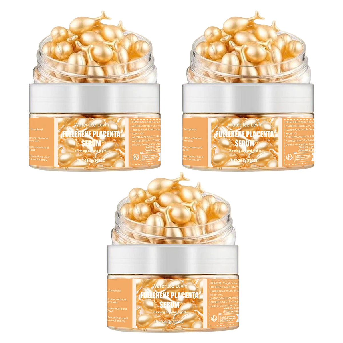 Fullerene Placenta Serum Capsules Anti Aging Face Hydrating Treatment