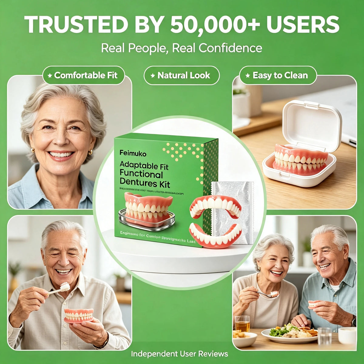 Snap-On Silicone Cosmetic Dentures for Instant Realistic Smile