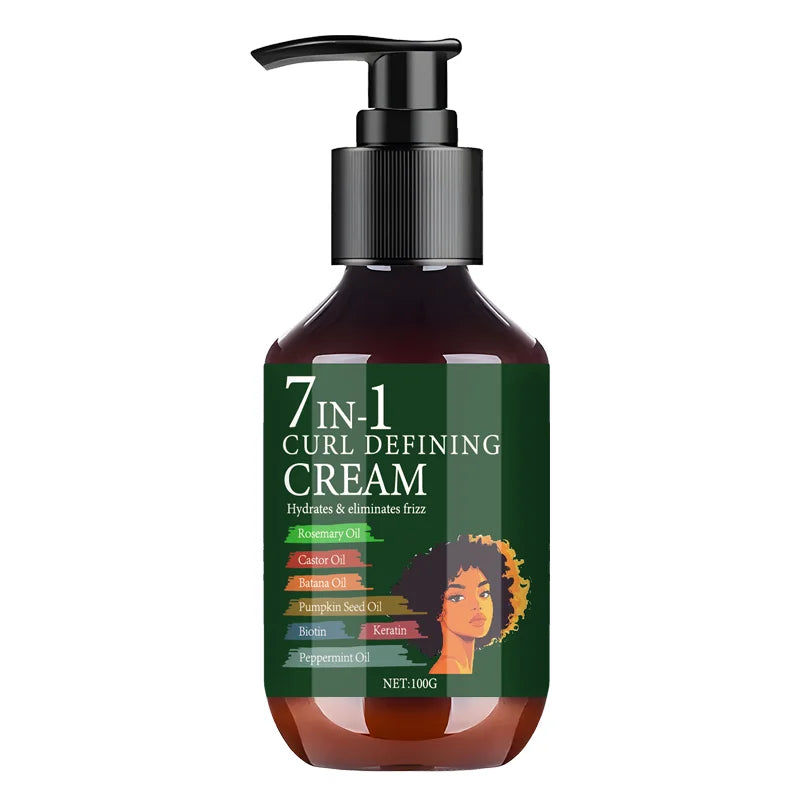 7-in-1 Curl Defining Cream Rosemary & Castor Oil Anti-Frizz Hair Care
