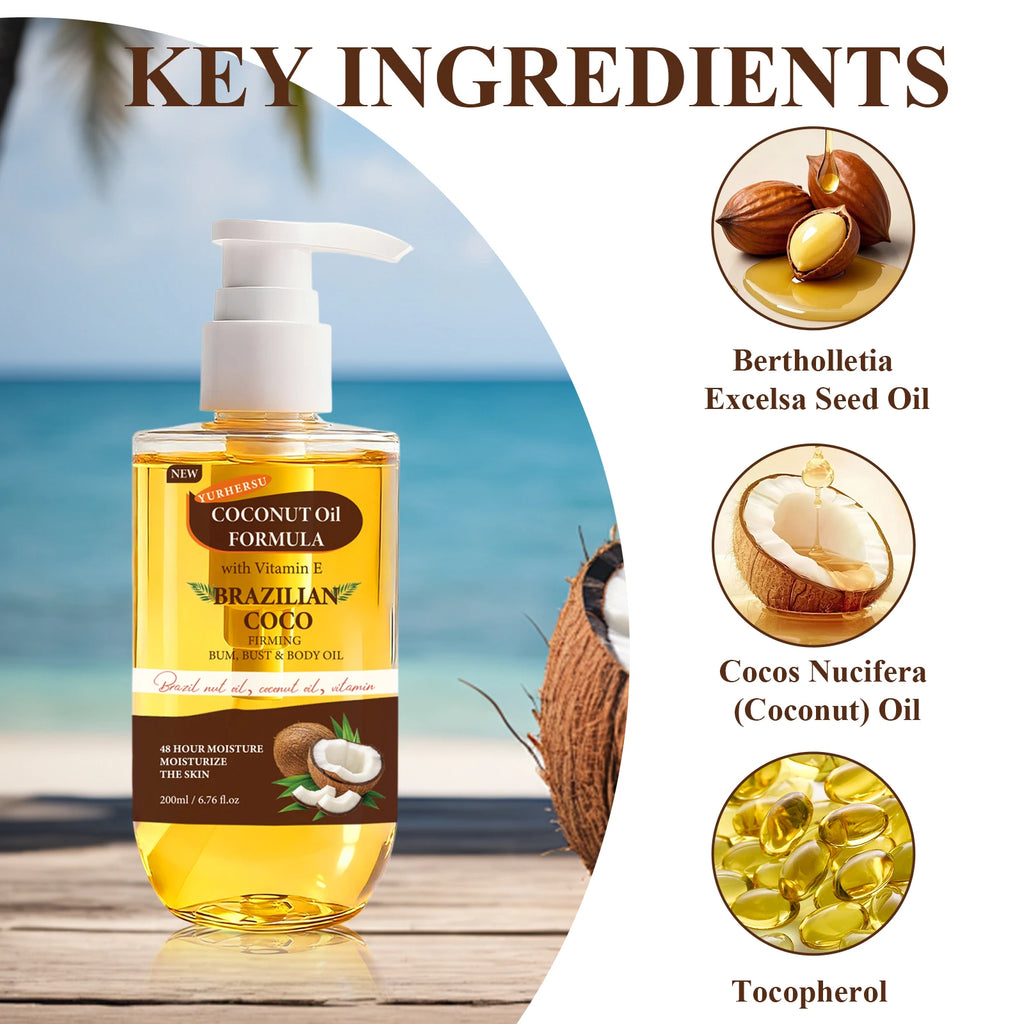 Coconut Firming Body Oil Moisturizing Rejuvenating Skin Repair 200ml